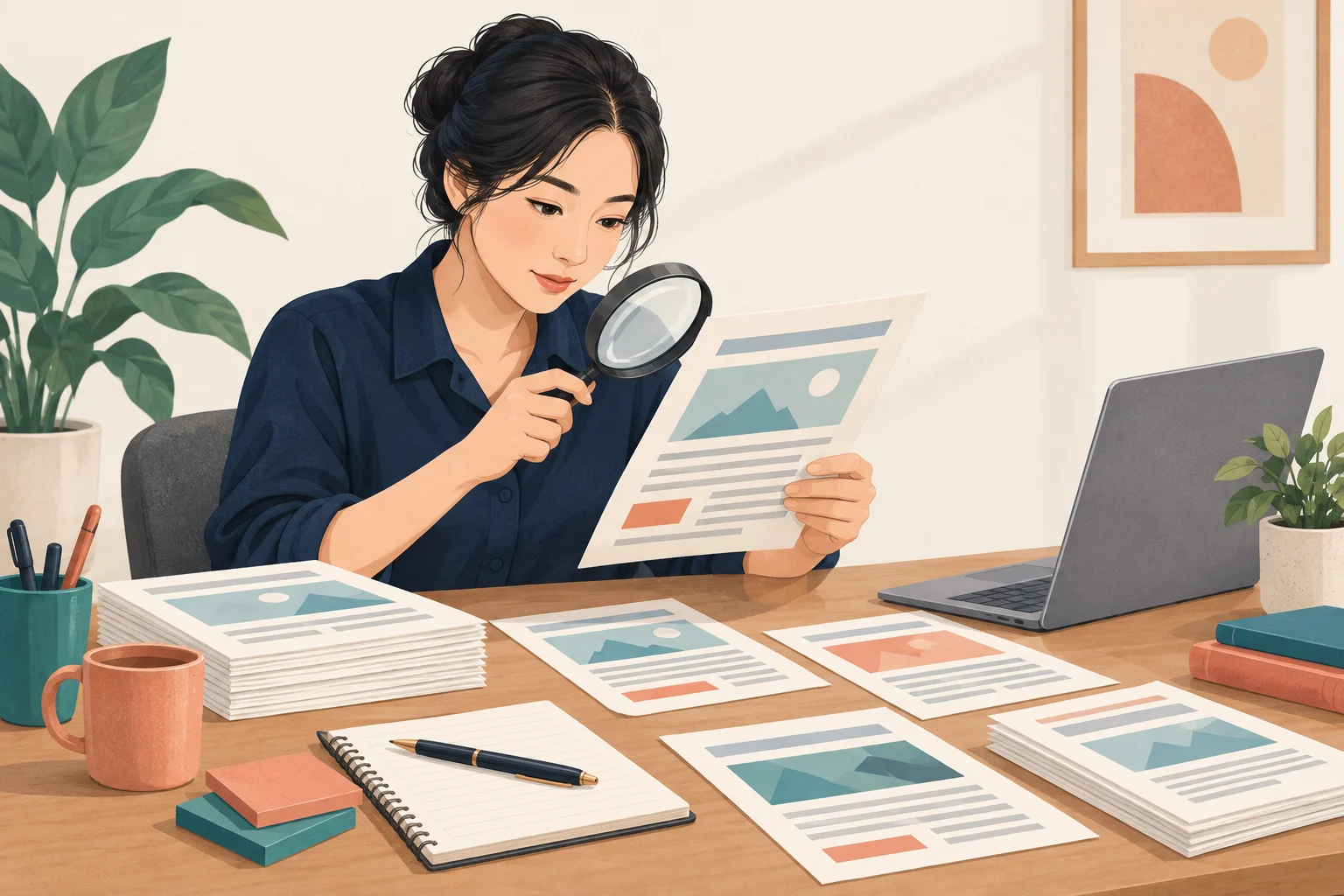 Biên tập viên rà soát các trang bài viết khi audit content website.