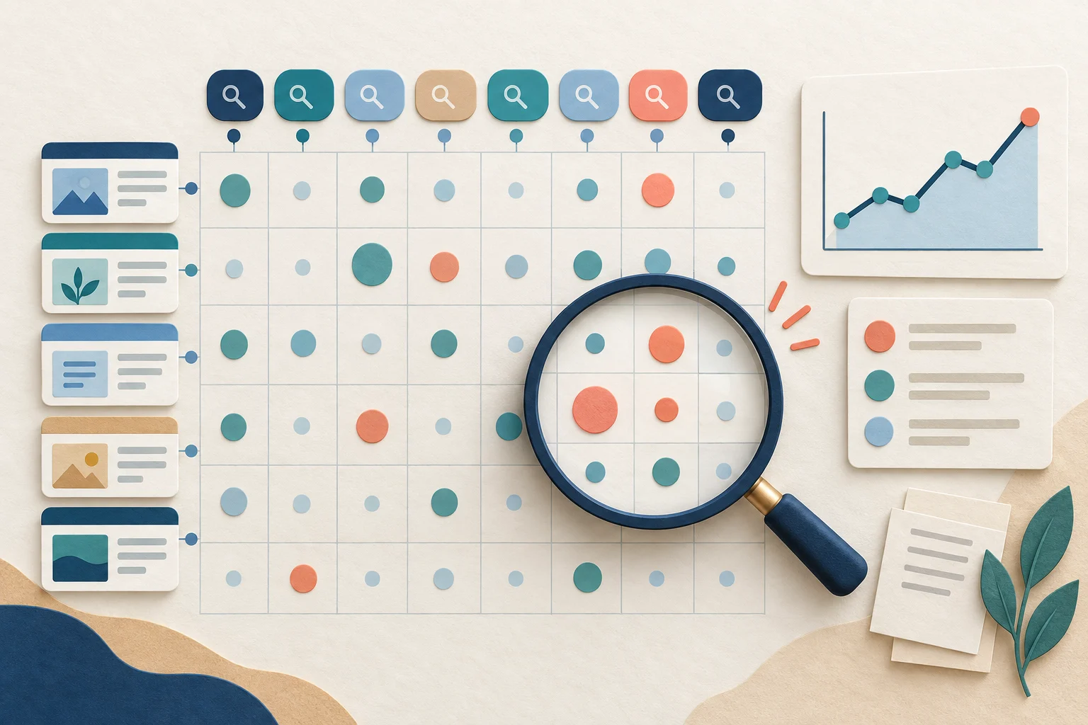 Ma trận Pages và Queries dùng để tìm mẫu hiệu suất nội dung trong Search Console.