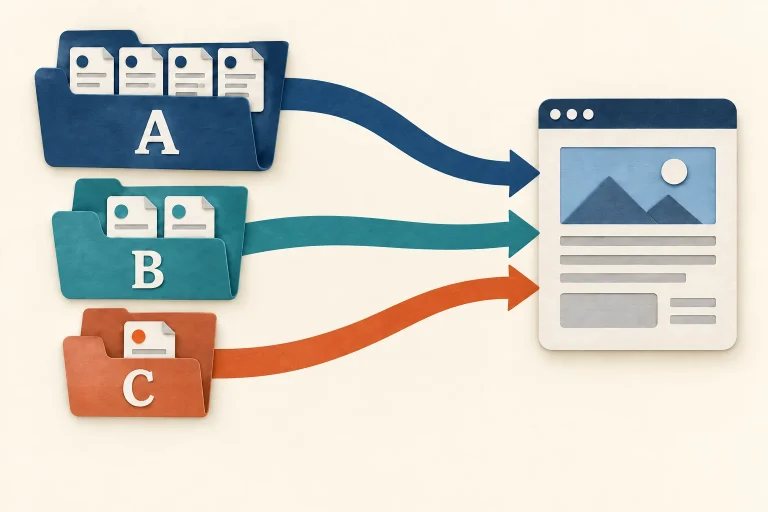 Ba thư mục tên miền chứa nhiều trang cùng dẫn về một website